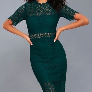 Lulu's Forest Green Lace Dress